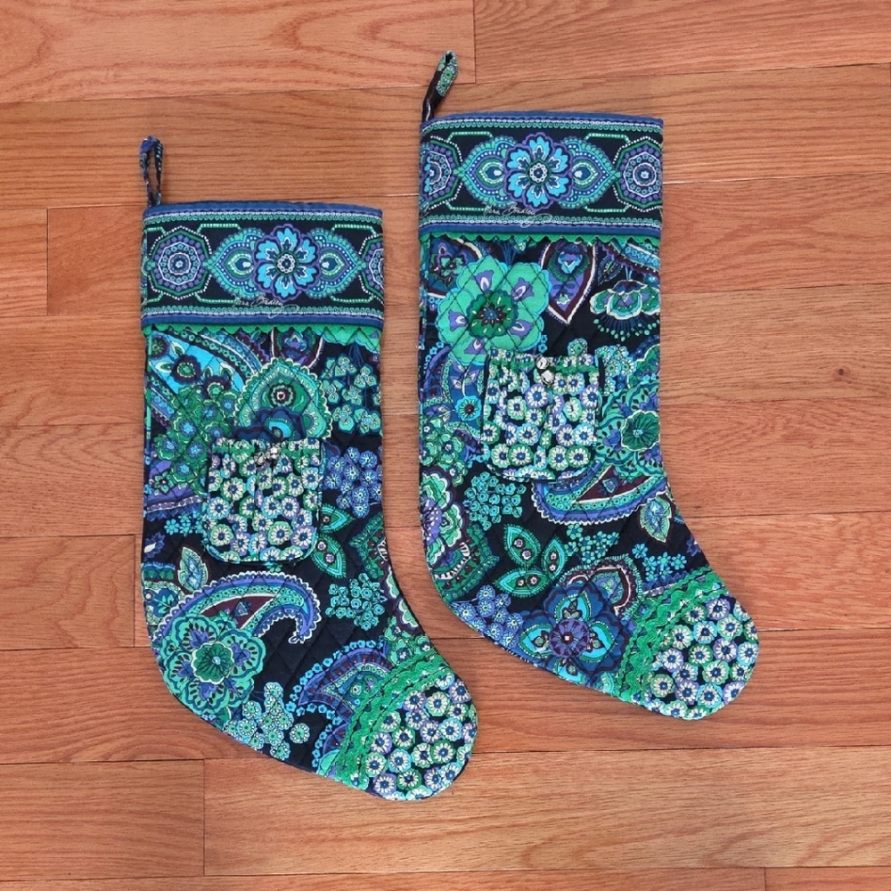 Festive Blue and Green Holiday Stockings
